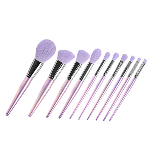 Veemoon 10 Stück Teiliges Make Up Pinselset mit Weichen Dichten Borsten Stilvoller Violetter Amethyst Griff für Losen Puder und Tägliches Schminken Geeignet für Frauen und Make Up von Veemoon