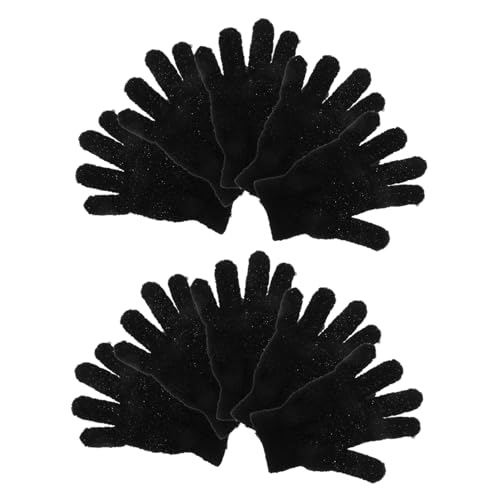 Veemoon 10 Stück Teiliges Peeling badehandschuh Polyester Doppelseitige Körperpeeling handschuhe für Dusche und Massage Wiederverwendbar Maschinenwaschbar für Männer und Frauen Schwarz von Veemoon
