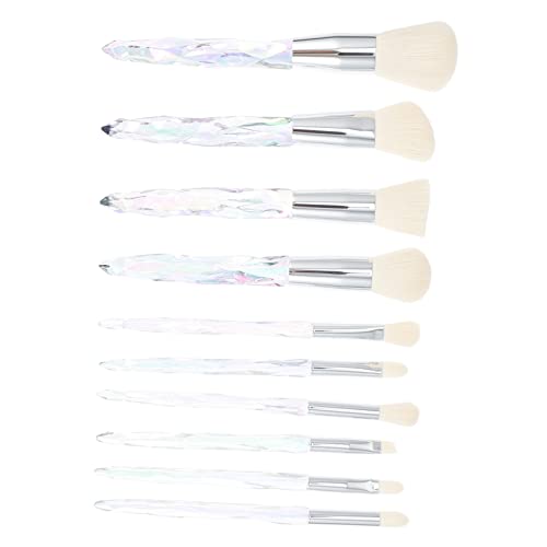 Veemoon 10 Stück Teiliges Professionelles Make Up Pinselset mit Langlebigen Nylonborsten Ergonomischen Kunststoffgriffen Hologramm Design für Foundation Eyeliner Blush für Damen und von Veemoon