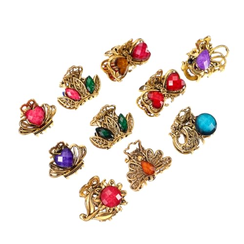 Veemoon 10 Stück Teiliges Retro Mini Haarklammern Strass und Acryl Kleine Rutschfeste Haarspangen für Damen Modische Haarklemmen zum Stylen und Fixieren von Dünnem und Dickem Haar von Veemoon