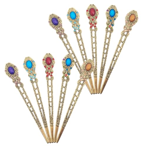 Veemoon 10 Stück Teiliges Vintage Haarnadeln mit Strassbesatz Chinesische Haarstäbe aus Robustem Legierungsmetall Kompakt und Elegant Haarschmuck für Frauen für Hochsteckfrisuren und von Veemoon