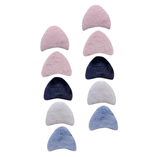 Veemoon 10 Teiliges Doppelseitiger Kaninchenfell Katzenohren Charms in Weiß Rosa Jeansblau und Schwarz Leichte DIY Haarschmuck Anhänger für Haarreif Basteln und Dekorieren von Veemoon