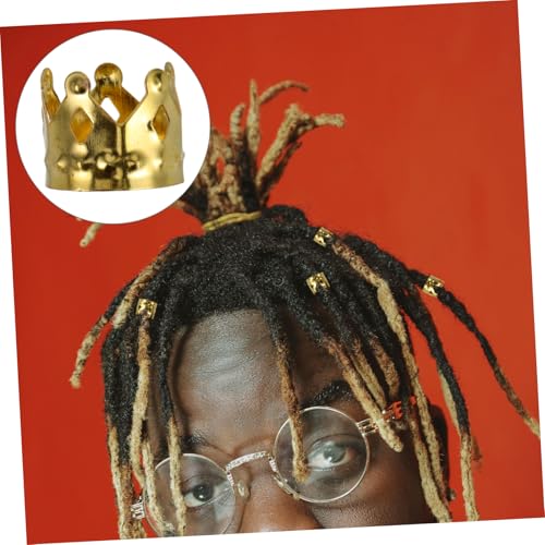 Veemoon 100 Stück Metall Haarring Dreadlock Schmuck Leichte Flechtperlen Haarringe für Zöpfe und Dreadlocks Langlebige Goldfarbene Crown für Party Hochzeit und Alltag von Veemoon