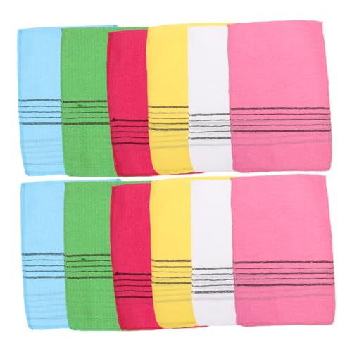 Veemoon 12stücke Sauna-peeling-handtuch Bunte Badetücher Peeling-duschtuch Körperpeelingtücher Körperschrubber Spa-handtuch Japanisches Waschlappen-peeling Reinigungsmassage-rückentuch von Veemoon