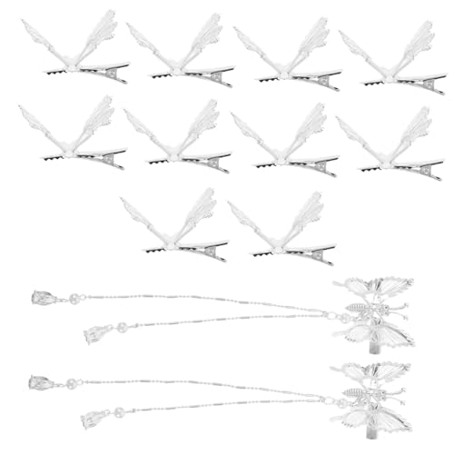 Veemoon 12 Stück Teiliges Bewegliches Schmetterlings-haarclip- Kleine Metallische Braut-haarspangen mit Quaste Realistische Bewegliche Flügel Eleganter Hochzeitsschmuck für Frauen und von Veemoon