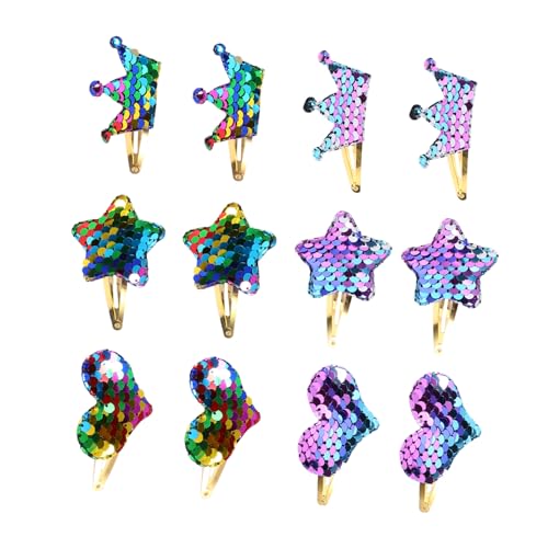 Veemoon 12 Stück Teiliges Bunte Haarspangen mit Glitzer pailletten Herzförmige Haarklammern für Mädchen Sicherer und Langlebiger Haarschmuck Modisch für Alltag Geburtstag Weihnachten und von Veemoon