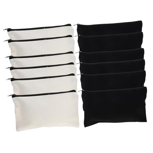 Veemoon 12 Stück Teiliges DIY Sublimations Segeltuch Kulturbeutel mit Reißverschluss Große Kapazität Kosmetiktasche und Federmäppchen für Reisen Make up Toilettenartikel Organizer von Veemoon