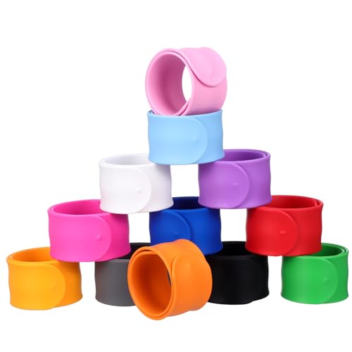 Veemoon 12 Stück Teiliges Silikon Schnapparmband Bunte Slap Wristbands als Party Favors Kindergeburtstag Mitgebsel Vielseitig Verwendbare Patting Wrist Bands mit Papierwickelfunktion von Veemoon