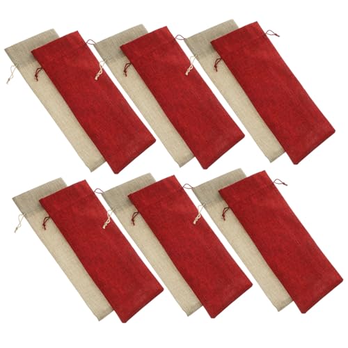 Veemoon 12 Stück Teiliges Weinflaschenbeutel aus Strapazierfähigem Leinenstoff Wiederverwendbar mit Praktischem Kordelzug als und Party Weintragetasche für Weihnachten Hochzeit und von Veemoon