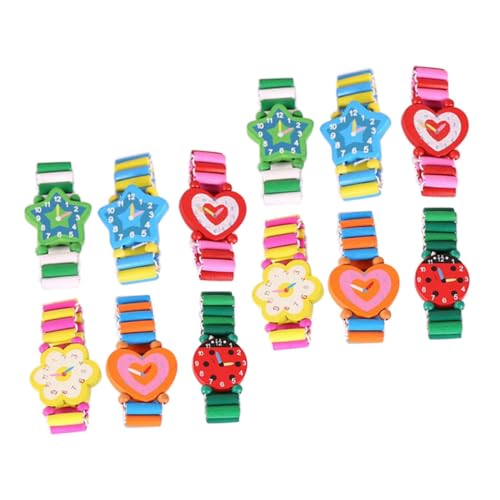 Veemoon 12stücke Kreative Cartoon Holzuhren Für Junge Mädchen Robuste Und Langlebige Armbanduhr Im Lustigen Design Für Partys Und Ansprechendes Lernspielzeug Für Jungen Und Mädchen von Veemoon