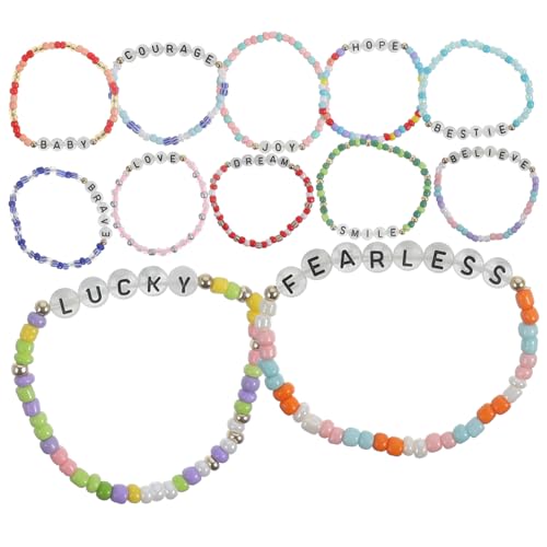Veemoon 12stücke Bunte Glühende Buchstaben Perlenarmband Für Mädchen Stilvolles Freundschaftsarmband Handgefertigtes Armband Für Geschenke Und Besondere Anlässe von Veemoon
