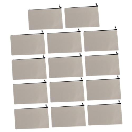 Veemoon 14 Stück DIY Federmäppchen Canvas Leere Kosmetiktaschen Reißverschluss zum Bemalen für Erwachsene Vielseitig für Schreibwaren Kosmetik und Mehr Beige mit Schwarzem Reißverschluss von Veemoon
