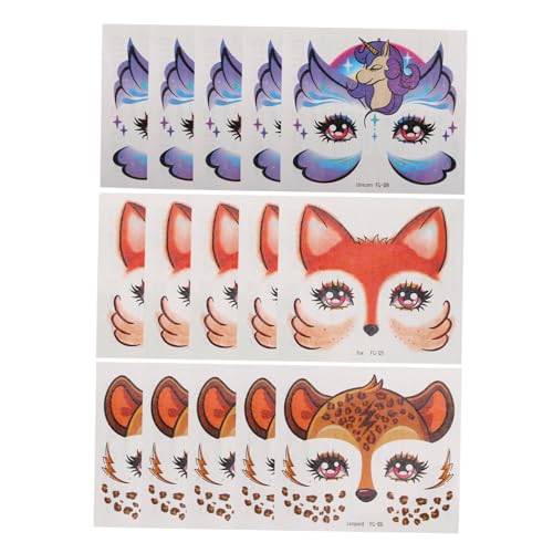 Veemoon 15stücke Tieraufkleber Für Junge Mädchen Glitzernde Cartoon-fuchs-giraffe-einhorn-gesichtsaufkleber Für Party-make-up Kinderparty-spiel-maskenball-aufkleber Ornamentaufkleber von Veemoon