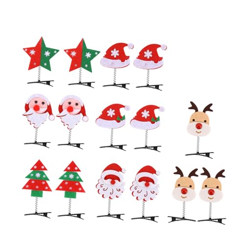 Veemoon 15 Stück Teiliges Weihnachten Haarschmuck Hirschgeweih Mini Haarklammern Leicht Langlebig für Damen Partyfestliche Haarspangen Weihnachtsfeier Accessoires von Veemoon