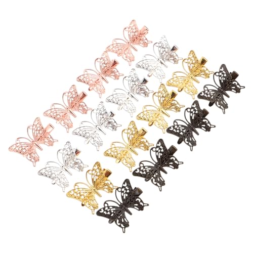 Veemoon 16 Stück Teiliges Metallklammern mit Schmetterlingsdesign Leichte Legierung Gemischt in Silber Gold Roségold Bronze für Damen Party und Alltag von Veemoon