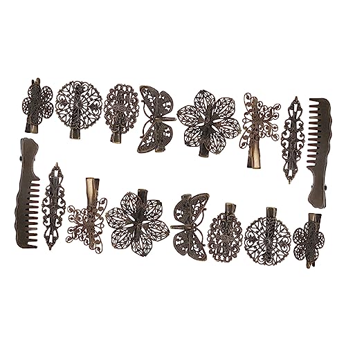 Veemoon 16 Stück Teiliges Vintage Haarklammern Bronze Retro Französische Haarspangen mit Haarschmuck Clips für Damen Stabiler für Alltag und Besondere Anlässe von Veemoon