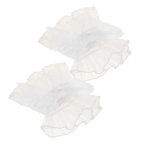 Veemoon Kurze Fingerlose Spitzenhandschuhe Tüllmanschetten Für Frauen Weiß Hochzeit Halloween Party Kostümzubehör Handgelenkaccessoire von Veemoon