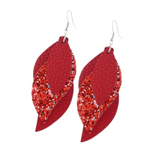 Veemoon 1Paar Pailletten Ohrringe Hängend Modischer Ohrschmuck für Frauen für Partys Feiertage Besondere Anlässe Auffälliges Design Rot von Veemoon