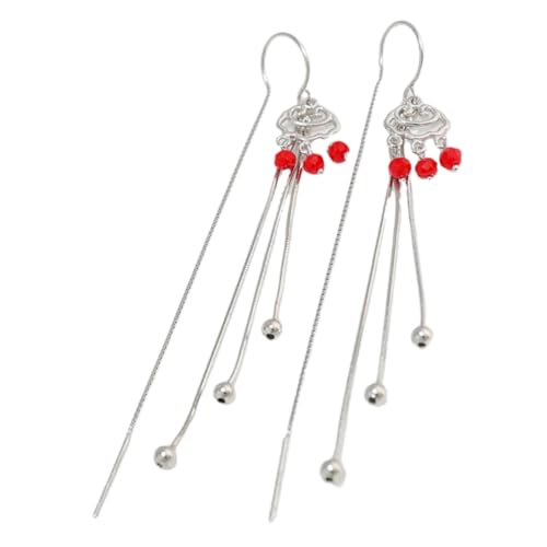 Veemoon Vintage Sterling Silber Ohrringe mit Langen Quasten Kreative Asymmetrische Ohrhänger für Damen Schmuckdekoration von Veemoon