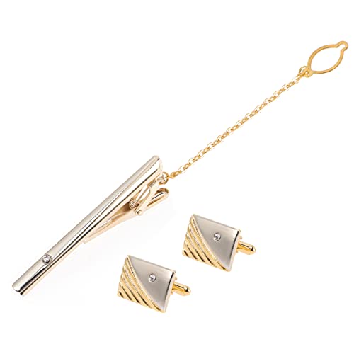 Veemoon 1Satz Goldene Manschettenknöpfe Krawattenclip für Männer Kristallmanschettenglieder Elegantes Design Geschäftstreffen Partys oder Langlebig von Veemoon