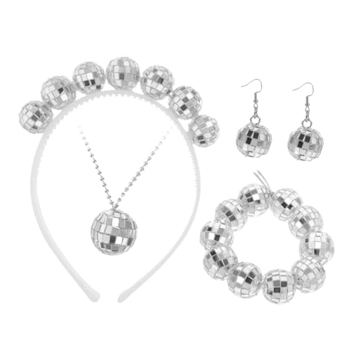 Veemoon Disco-kugel-schmuckset Für Damen Mit Halskette Armband Ohrringen Und Stirnband Jahre-stil Für Partys Und Kostüm-events von Veemoon