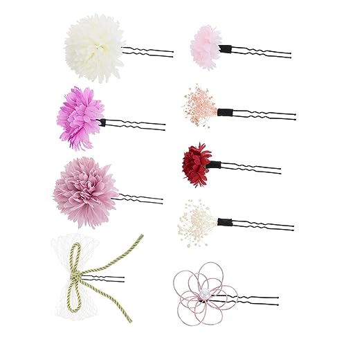 Veemoon 1Satz Japanische Haargabel mit Kunstblumen Haaraccessoire für Damen Stilvolles Haardekor für Traditionelle Kostüme Perfektes Outfit für Besondere Anlässe von Veemoon