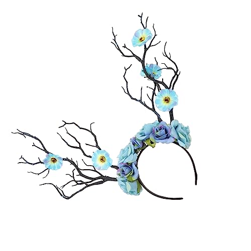 Veemoon Hirschhorn Blumen Haarband Aus Hochwertigem Material Dekoratives Stirnband Für Festival Party Kopfschmuck Einzigartiges Modellier Kopfschmuck von Veemoon