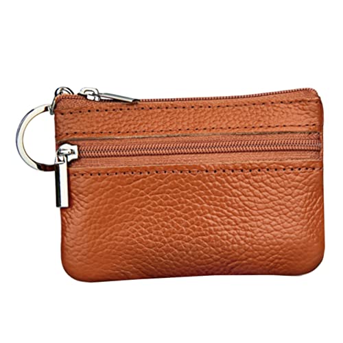 Veemoon 1Stück Damen Geldbörse PU Multifunktionale Kleine Geldbörse mit Reißverschluss Schlüssel Münzbeutel Leichtes Braunes Design für Täglichen Gebrauch von Veemoon
