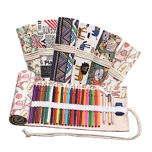 Veemoon Leinwand Stifterolle Mit Mehreren Fächern Tragbare Stiftetasche Aus Segeltuch Platz Für Bleistifte Kugelschreiber Marker Und Gelschreiber Praktisch Und Langlebig von Veemoon