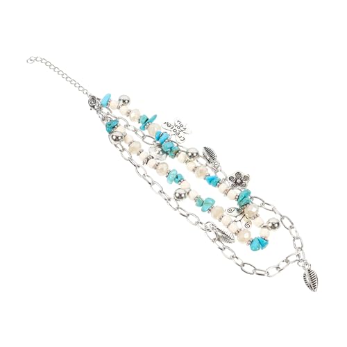 Veemoon 1Stück Multi Layer Fußkette für Damen Böhmischer Knöchelschmuck mit Einzigartigem Pendeldesign Hochglänzendes Material Strand Sommeroutfits von Veemoon