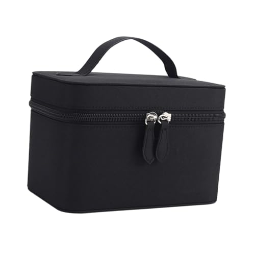 Veemoon 1Stück Stylische wasserdichte Reise Make Up Tasche Große Kosmetiktasche mit Fächern und Spiegel für Damen für Organisation von Zubehör und Pflegeprodukten Schwarz von Veemoon