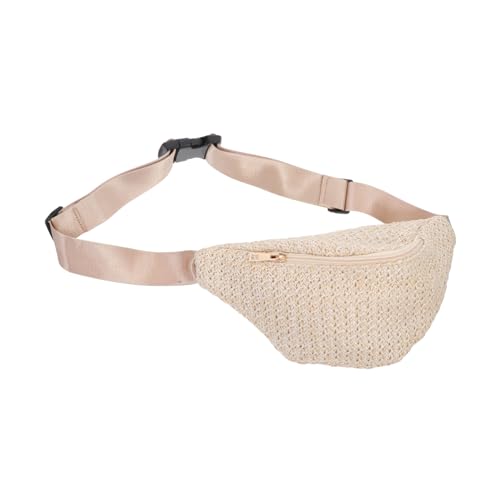 Veemoon Mini Bauchtasche Geflochtenem Stroh Verstellbare Umhängetasche Für Damen Für Reisen Shopping Und Freizeit Leicht Und Langlebig Beige von Veemoon