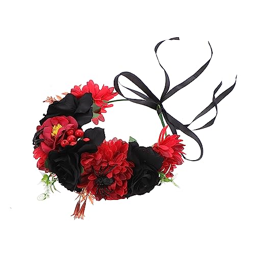 Veemoon 1stück Weihnachts Blumenkranz Haarschmuck Und Komfortabel Für Halloween Und Karneval Perfektes Accessoire Für Kostüme Und Partys Schwarze Und Rote Rosen von Veemoon