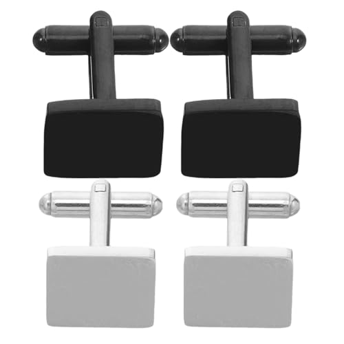 Veemoon 2 Paar Quadratische Blanke Manschettenknöpfe Herrenhemd Manschettenknöpfe Aus Edelstahl Flach Für Den Bräutigam Schmuck Accessoires Für Männer Business Hochzeit Sohn von Veemoon