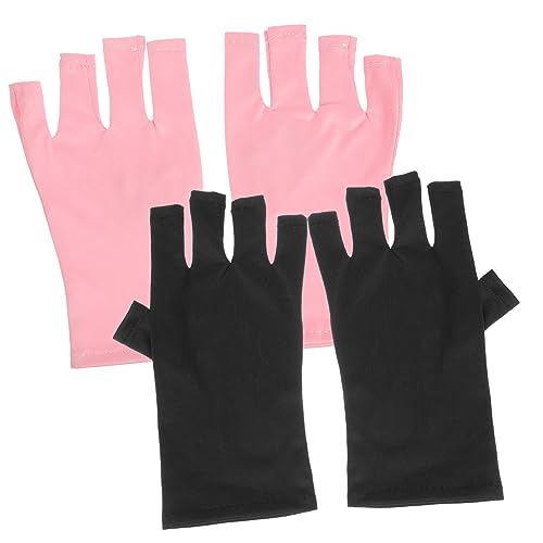Veemoon 2 Paare Fingerlose UV Schutzhandschuhe für Maniküre Atmungsaktive und Langlebige Nagelkunst Handschuhe zum Schutz vor UV Strahlen Nageltrocknung und Schwarz von Veemoon