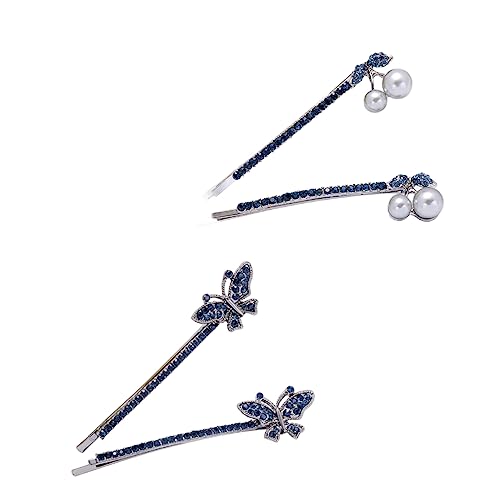 Veemoon 2 Paare Haarklammern Damen Strass Schmetterling Haarspangen Funkelnde Haarclips für Mädchen Haarschmuck Accessoires für Alltag und Party von Veemoon