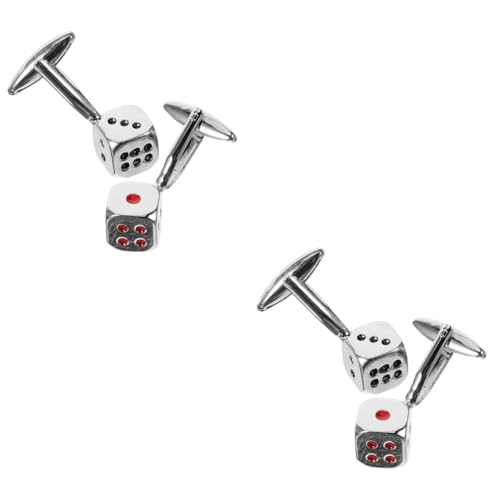 Veemoon 2 Paare Herren Manschettenknöpfe Silberne Manschettenknöpfe für Anzug Hemd Business Anlässe Kreative Metall Kleidung Accessoires für Männer von Veemoon