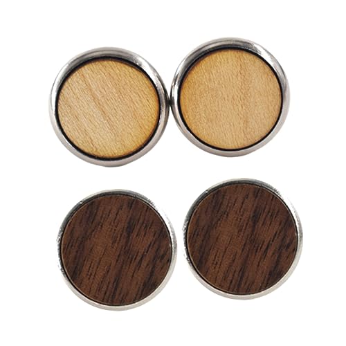Veemoon 2 Paare Holzmanschettenknöpfe Rund Amerikanischem Schwarz und Ahornholz Langlebige Stilvolle Hemdmanschettenknöpfe für Herren Geeignet für Hochzeit Business und Festliche Anlässe von Veemoon