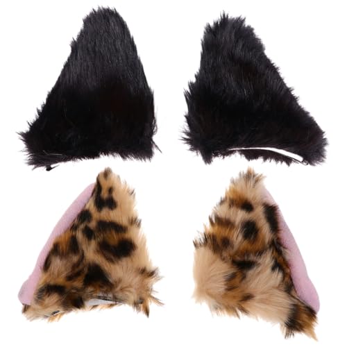 Veemoon 2paare Katzenohren Haarklammern Plüsch Alligator Haarspangen Für Cosplay Partys Und Fotoshootings Für Mädchen Und Schwarz Leopardenmuster von Veemoon