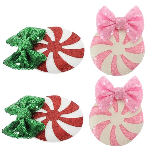 Veemoon 2 Paare Weihnachts Haarschleifen Haarklammern mit Glitzernden Pailletten Festliche Haarspangen für Mädchen Weihnachts Haarschmuck Geschenkidee für Weihnachten Cosplay und Party von Veemoon