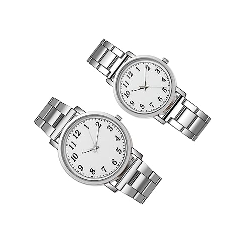 Veemoon 2stücke Armbanduhren Uhr Silber Uhr Langlebig Freizeit Uhren Hautverträglich Uhrengeschenk von Veemoon