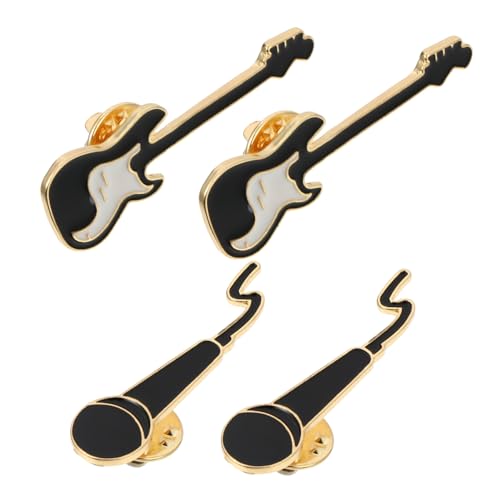Veemoon 2 Sätze Alloy Anstecknadeln Mit Mikrofon Gitarren Design Teiliges Für Damen Für Partys Alltagsmode Einzigartiges Accessoire Für Musikliebhaber 4 Stück * 2 von Veemoon