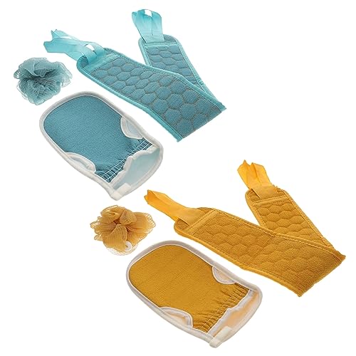 Veemoon 2 Sätze Badehandschuhe und Badetücher Komfortable Peeling Handschuhe mit Reichhaltigem Schaum Sanfte Körperreinigung Langlebiges Dusch und Massagezubehör Geeignet für Damen und von Veemoon