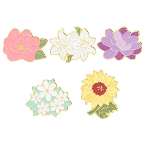 Veemoon 2 Sätze Blumenserie Brosche Sonnenblumennadeln Anstecknadel Blumenschmuck Blumenbrosche Große Blumennadel Blumenbrosche Anstecknadel Brosche Blumenclip Trendy Schmuck 5 Stück * 2 von Veemoon