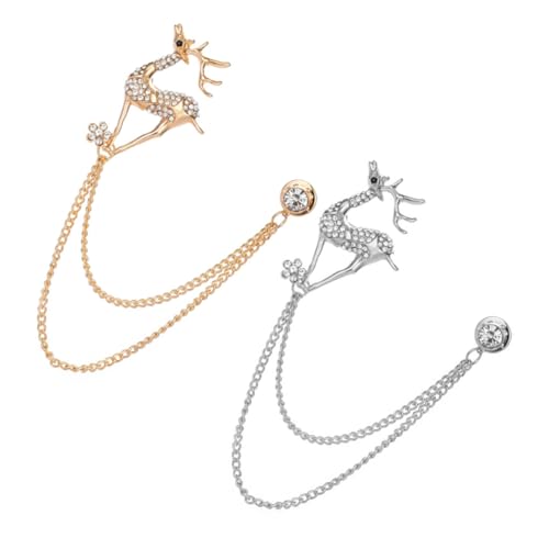 Veemoon 2 Sätze Elk Brosche Mit Kette Anstecknadel Für Anzug Kleidung Brosche Für Weihnachtsfeiern Geburtstagsfeiern Besondere Anlässe Langlebig Leicht 2 Stücke * 2 von Veemoon