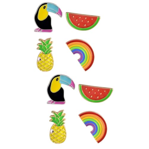 Veemoon 2 Sätze Teiliges Kreative Regenbogen Ananas Toucan Brosche Für Damen Lustige Cartoon Brosche Brustpin Dekoration Für Kleidung Für Taschen Pullover Kleider 4 Stücke * 2 von Veemoon