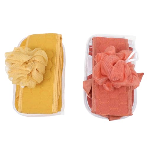 Veemoon 2 Sätze Teiliges Peeling Badewaschhandschuhe mit Langem Rücken Handtuch und Reichhaltigen Schaumbällen Hautfreundlich Langlebig Effektives Körperpeeling für Damen und Herren von Veemoon