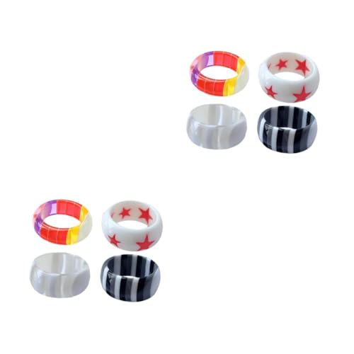 Veemoon 2 Sätze Teiliges Ringe Harz Finger Dekoration Schmuckstücke Für Damen Herren Für Partys Einzigartiger Finger Ring Mit Feiner Verarbeitung 4 Stück * 2 von Veemoon
