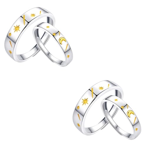 Veemoon 2 Sätze Verstellbare Partner Ringe Mit Stern Modischer Schmuck Für Verlobung Für Valentinstag Oder Jahrestag Damen Herrenringe 2 Stück * 2 von Veemoon