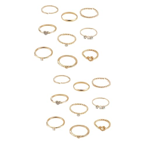 Veemoon 2 Sätze Wellenförmiges Teiliges Ring für Damen Schmuckstücke mit Perlen Rhinestone Verzierung für Partys Langlebigem Legierungsmaterial Gefertigt von Veemoon